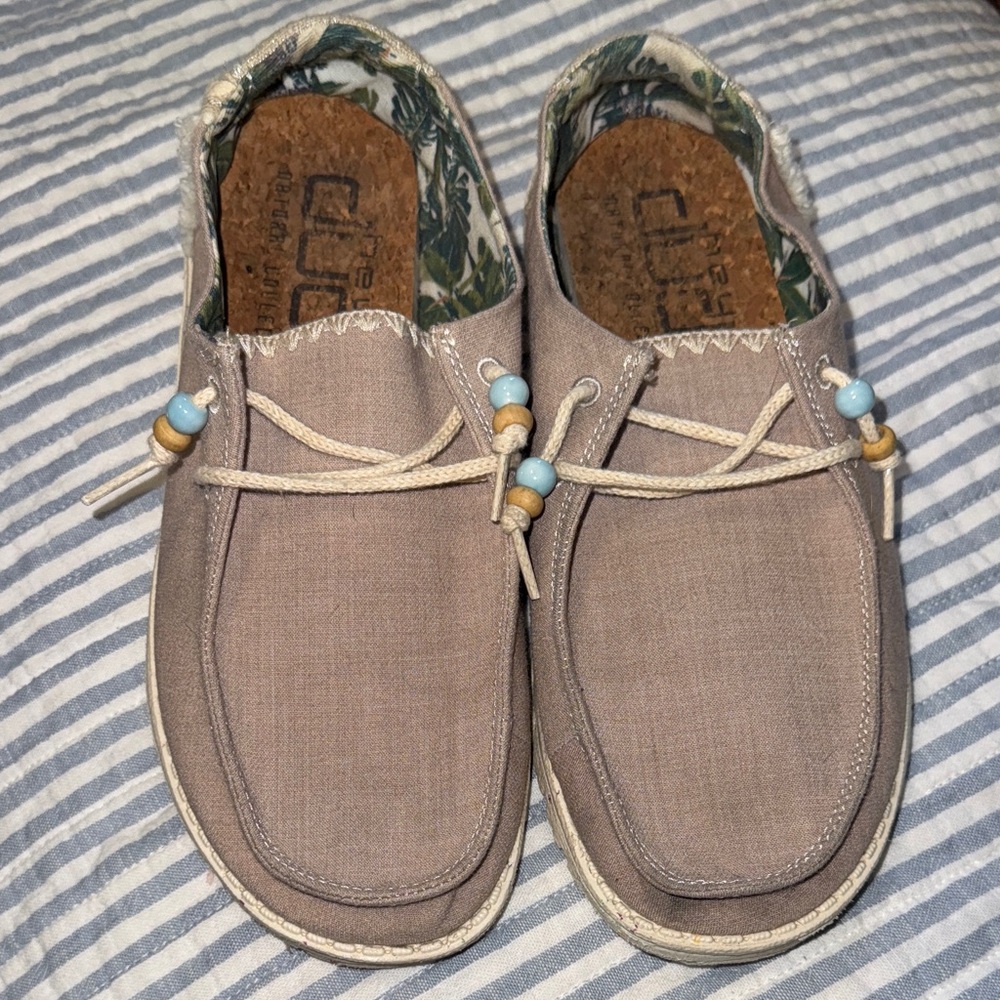 Hey Dude Women's Brown Loafers with Beaded Details